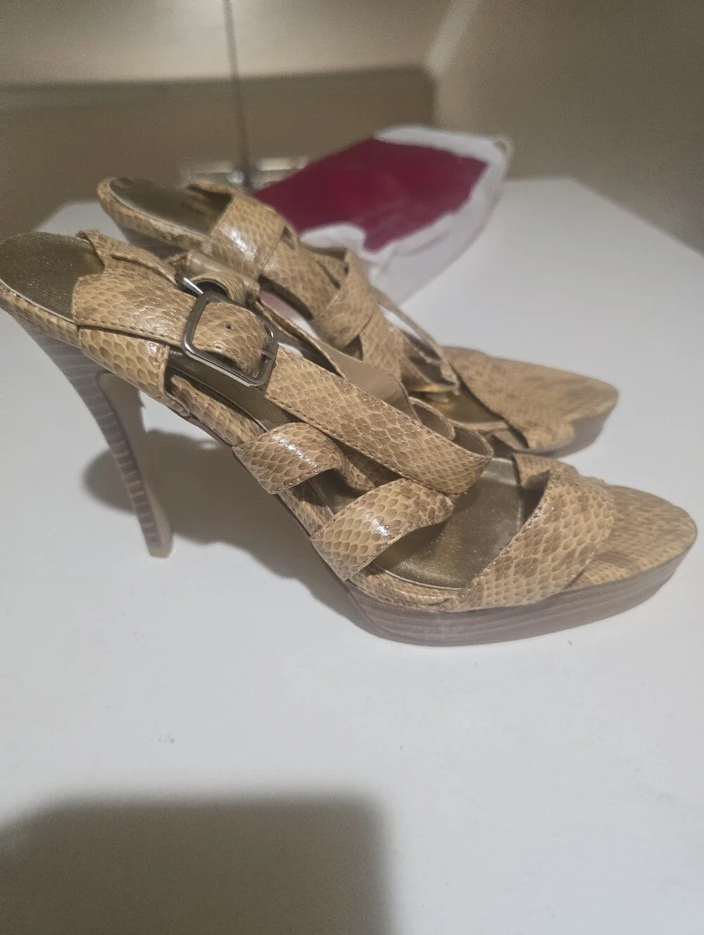 Tan Strappy High Heel Sandals